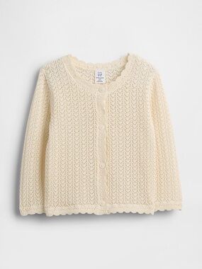 Gap Cream Crochet Knit Button-Front cardigan